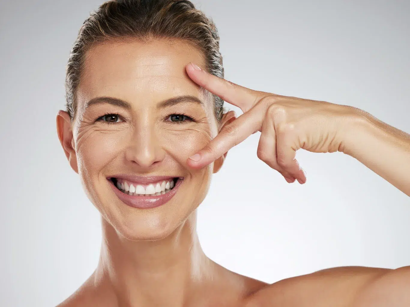 beauty and face of mature woman with anti aging to reduce lines and wrinkles